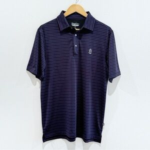 Straight Down Black And Purple Striped Polo Golf Shirt Size S